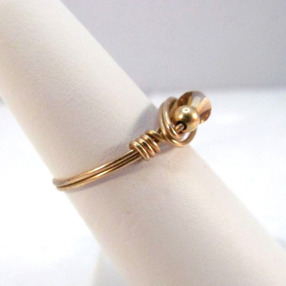 Handcrafted Gold Tone Wire Wrapped Ring With Face… - image 5